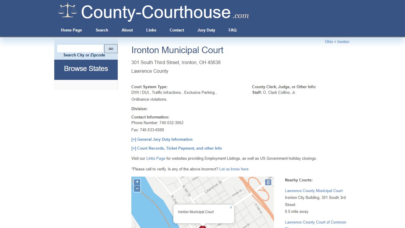 Ironton Municipal Court in Ironton, OH - Court Information