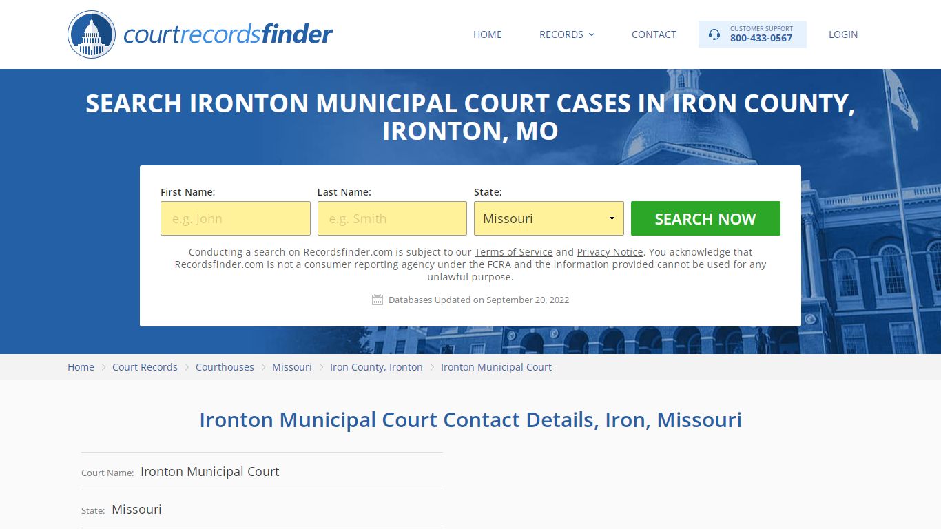 Ironton Municipal Court Case Search - Iron County, MO - RecordsFinder